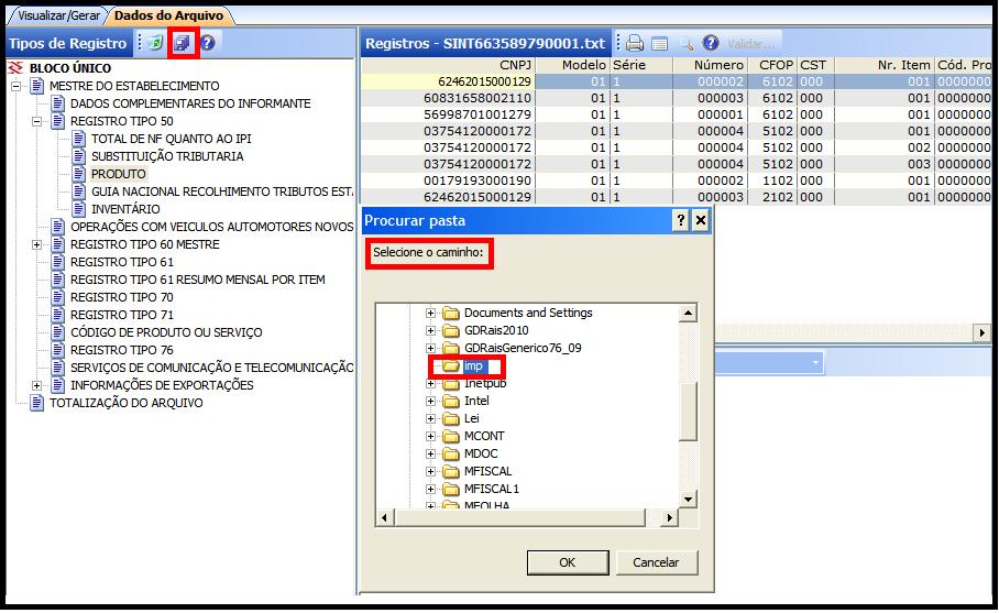 Importação do Sintegra para o NG Fiscal Para importar os TXT s que foram gerados pelo NG Analisador para o