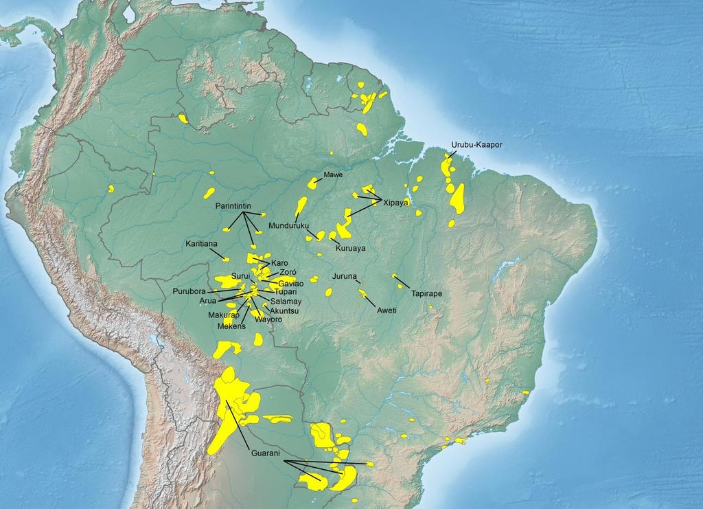 As sobras atuais dos tupianos Mapa