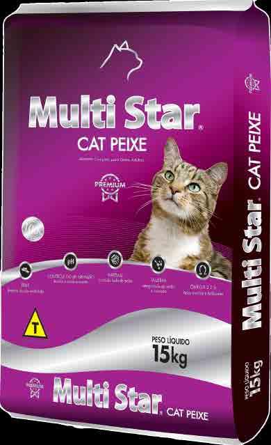 Multi Star Cat Peixe é um alimento indicado para gatos adultos de todas as raças.