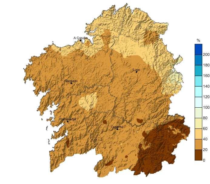 Figura 4: Porcentaxe de precipitación acumulada con