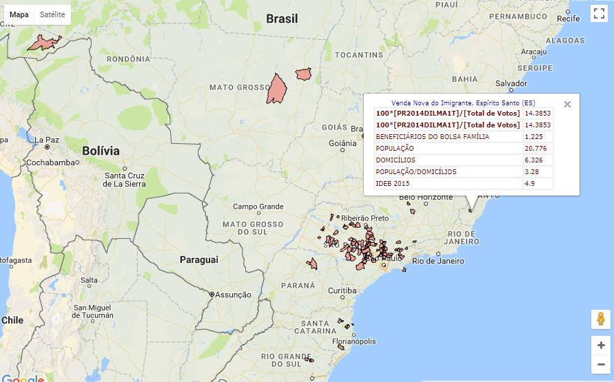 Por exemplo, vejamos os 100 municípios onde Dilma teve as piores votações: No pior caso, Saltinho, São Paulo (SP): População: