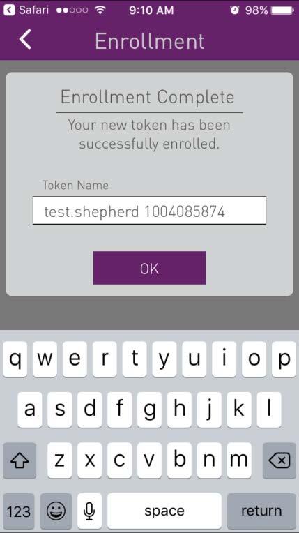 No ecrã da MobilePASS+, toque no nome do token para gerar um código de acesso de token.