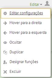 Figura 4 Apresentação do menu Ativar edição Desta forma, você poderá editar a página e customizá-la de acordo com o que foi planejado para o curso/disciplina.