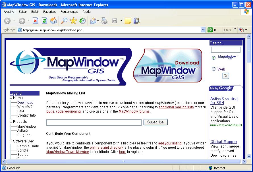 Mapwindow - Software para visualização de arquivo Shape.