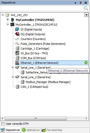 Para isso clique em Dispositivos expanda o MyControler_1 (TM241CEC24T/U),
