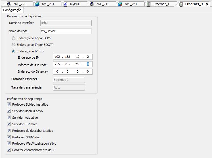 Configurando a comunicação Ethernet Faça o mesmo