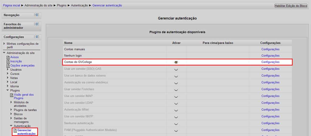 3. Configuração da integração no Moodle 3.1.