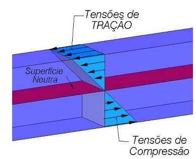 Figura 27 - Superfície e Linha Neutra apresentadas num trecho de uma viga fletida. 6.