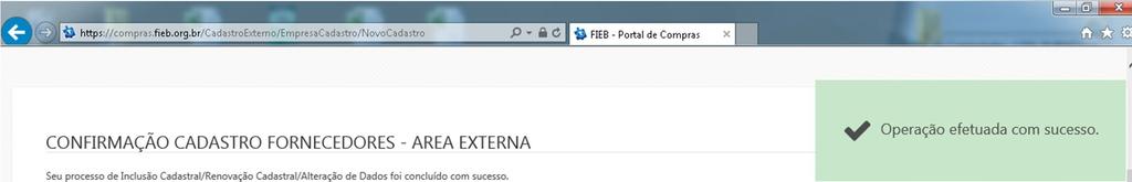 ATUALIZAÇÃO/CADASTRO DE FORNECEDOR Etapa 7 Confirmação Aguardar
