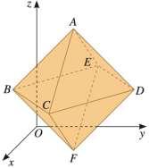 2.3. Determine o volume do cone, sabendo que o raio da base é 1. 3. Na figura está representado, em referencial o.n. Oxyz, um octaedro [ABCDEF].