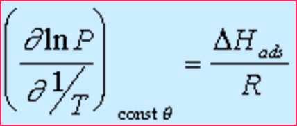 NA PRÁTICA COMO DETERMINAR H ADS 1. Determinar um conjunto de isotérmicas (cada uma corresponde a uma quantidade adsorvida 2.