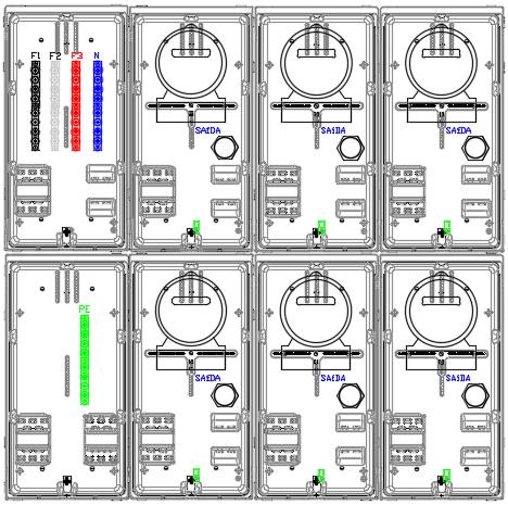 Quadro Painel 6 Medidores Horizontal 5/8 x 3/16 com 10 conexões 900028 Superior Direito 900029