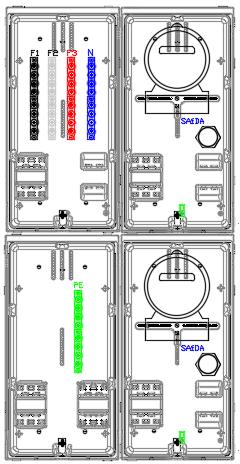 Quadro Painel 2 Medidores Vertical 5/8 x 3/16 com 4 conexões 900014 Superior Direito 900015