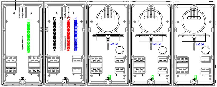 Quadro Painel 3 Medidores Horizontal 5/8 x 3/16 com 6 conexões - Pronto para