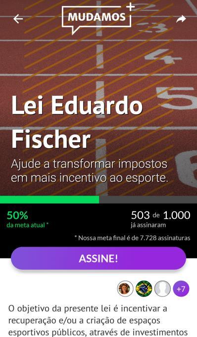 Figura 3 Projeto de Lei Eduardo Fischer. Fonte: Print Screen do aplicativo Mudamos (2017).