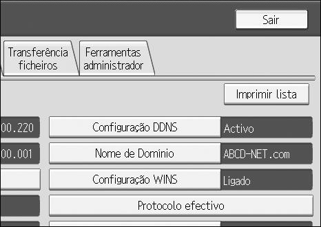 B Prima [Definições interface]. 2 C Prima [Imprimir lista]. D Prima na tecla {Iniciar}.