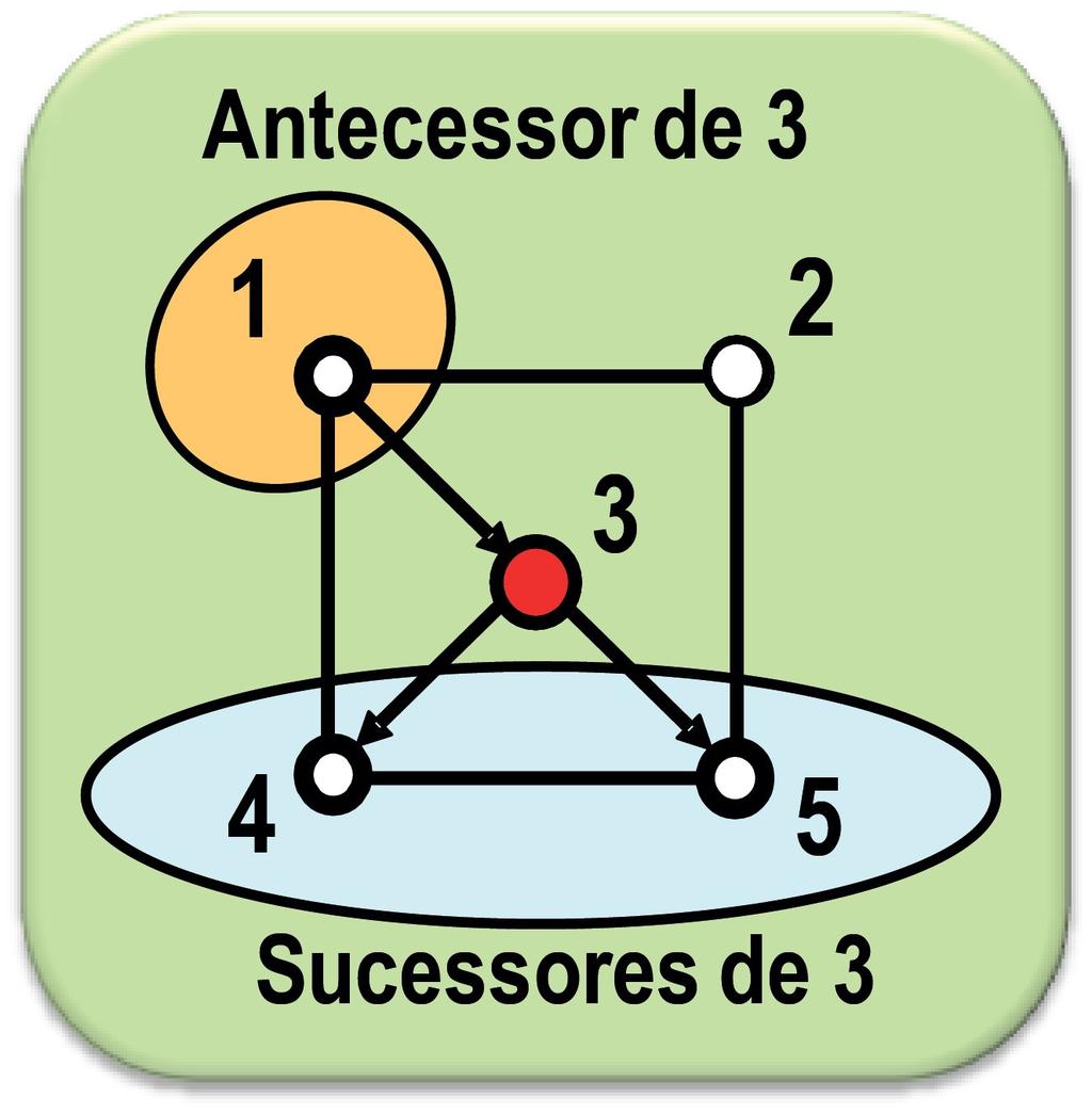 Vértice sucessor e antecessor Um vértice j é sucessor de i se existe pelo menos um arco ligando i a j. Os sucessores do vértice i são Γ+(i).