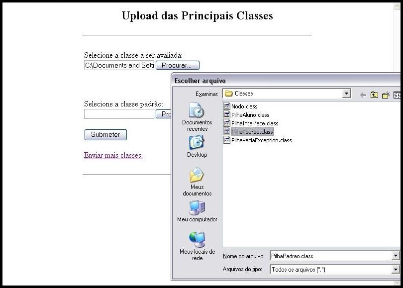 38 Figura 5.2: Tela de upload das classes principais. strutores desse objeto, ou utilizar uma subclasse desse objeto ou então passar o valor null (Figura 5.6).