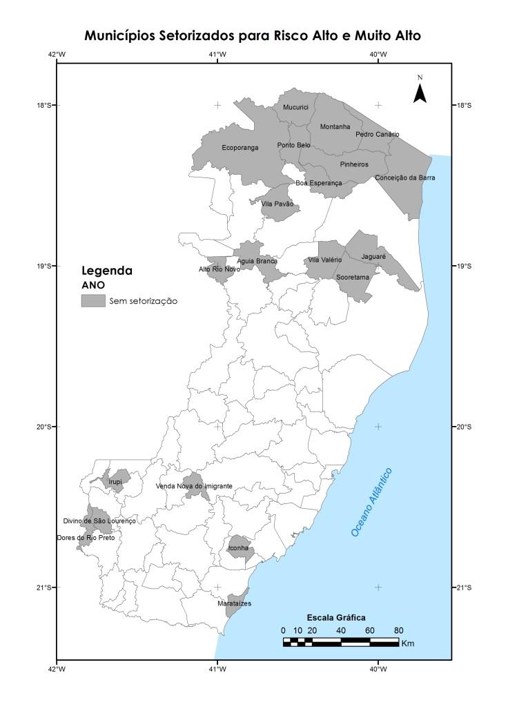 Mapa de todos os municípios setorizados (cor / ano) q 2015.