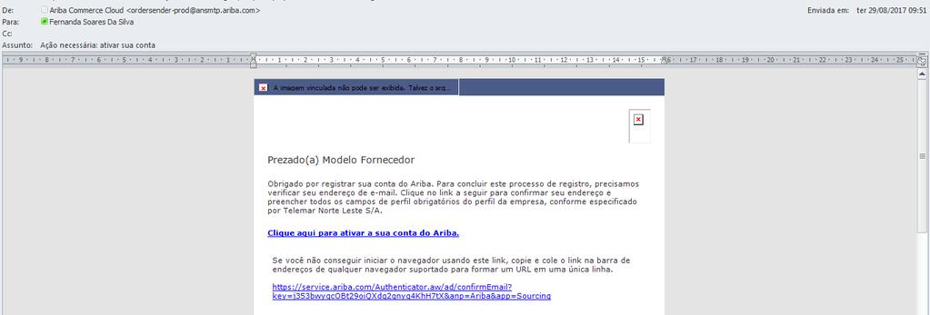 5. O fornecedor receberá um e-mail, no modelo