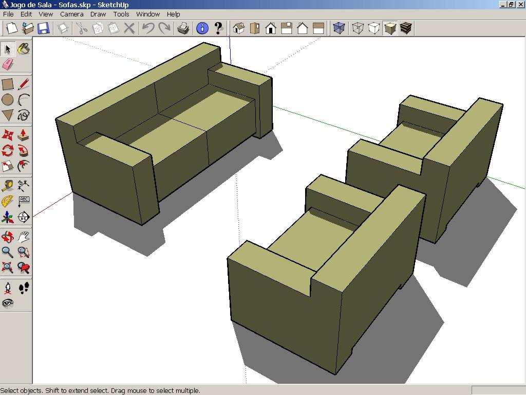 Tutorial de SketchUp 5.0 Modelando três sofás 3 Para a utilização deste tutorial, você deverá ter o programa SketchUp 5.