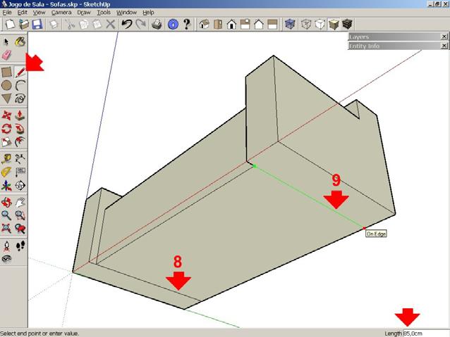 com o eixo Z e ainda aparecerá a dica ON EDGE indicando que a ferramenta Object Snap encontrou exatamente a aresta. 8 17.