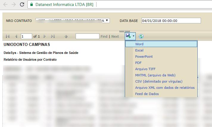 6.3. EXPORTAÇÃO DE RELATÓRIOS É possível exportar todos os relatórios e salvá-los em diversos formatos.