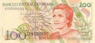 1967 Cruzeiro novo O cruzeiro novo é criado para subs tuir o cruzeiro, que levou outro corte de três zeros. Mais uma vez, isso ocorre por causa da desvalorização da moeda.