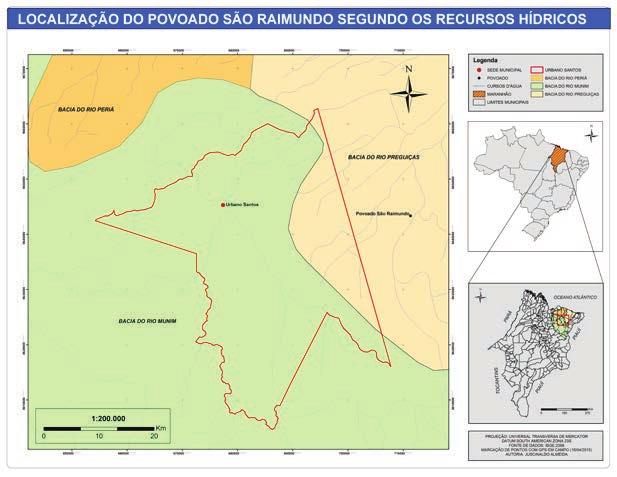 Mapa 1: Demarcação do povoado São Raimundo na bacia do Rio Preguiças como território de reprodução camponesa Fonte: O autor, 2015 AGRICULTURA E OCUPAÇÃO TERRITORIAL: METABOLISMO, OCUPAÇÃO E MODELO