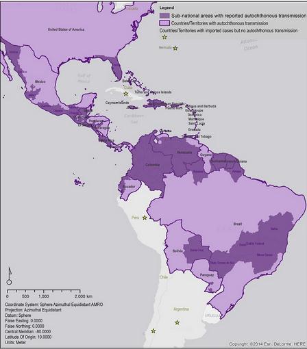 Febre de Chikungunya, Região das Américas (até SE 09)