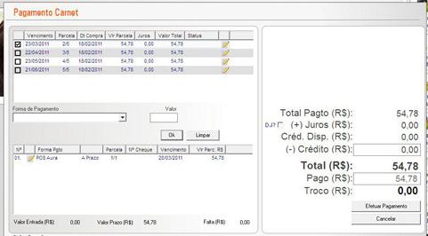 18 8. Pagamento Diversos Na tela do cliente, clique em <Pagamento Diversos>. O botão pagamento diversos, serve para o recebimento de carnê.