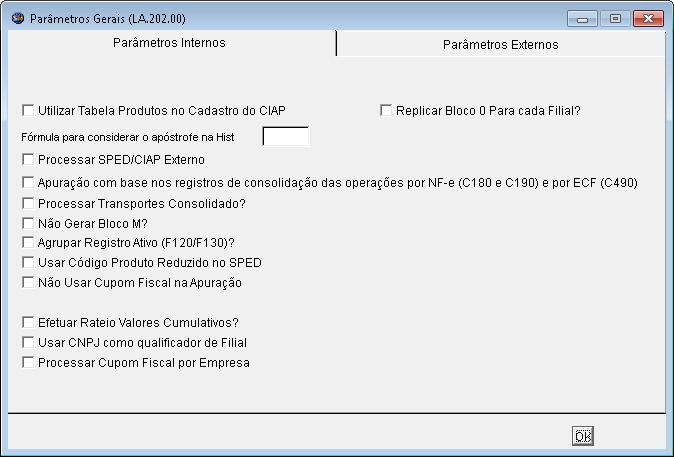 PARÂMETROS GERAIS Menu: Configuração >> Parâmetros Gerais Neste menu, existem alguns parâmetros que afetam o módulo do CIAP.