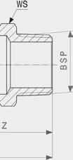 3 artigo DN1 externo-ø DN2 BSP Z L WS 754 860 1 32 44,5 25 1 48 96 41