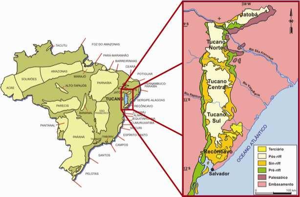 16 3 LOCALIZAÇÃO DA ÁREA DE ESTUDO A Bacia de Tucano (Fig. 1) está localizada na região nordeste do Brasil, no estado da Bahia, e ocupa uma área de aproximadamente 30.500 km² (Magnavita et al., 2003).