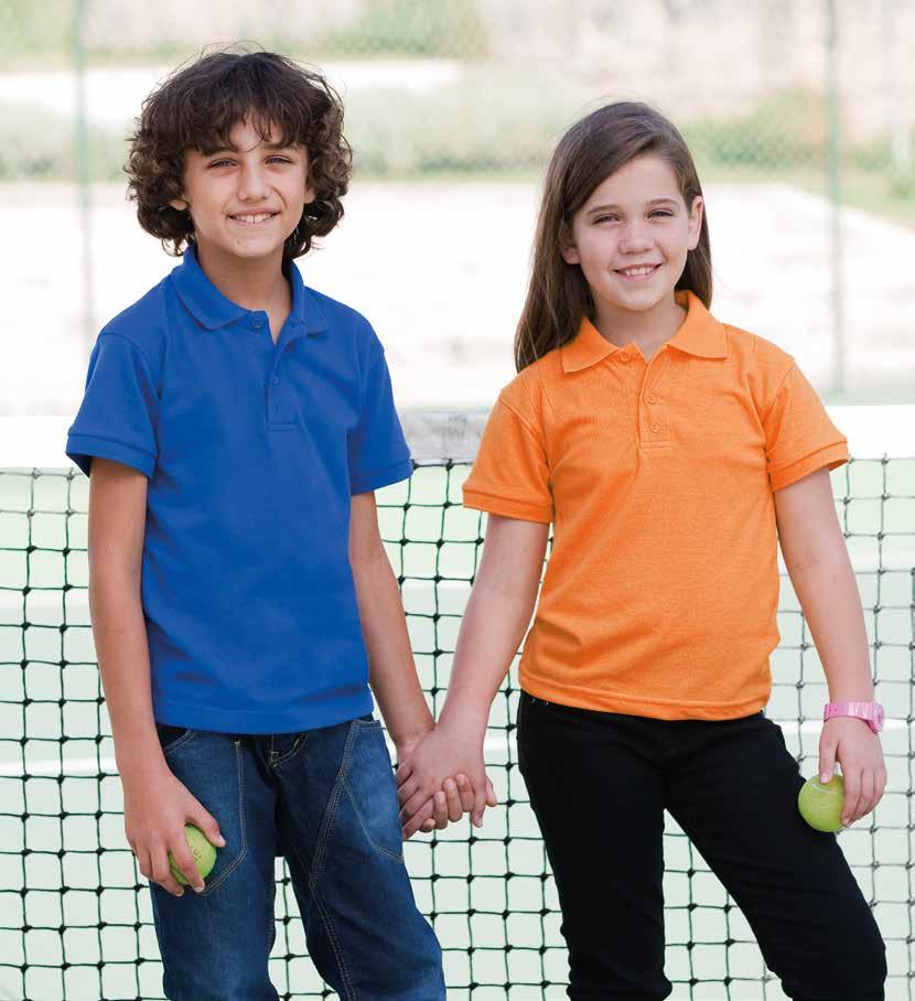 MK220 KIDS POLO MUKUA CHAMP EN Child s short sleeve polo. Pique fabric. Front placket with 3 same color buttons. Sleeve with rib finishing.