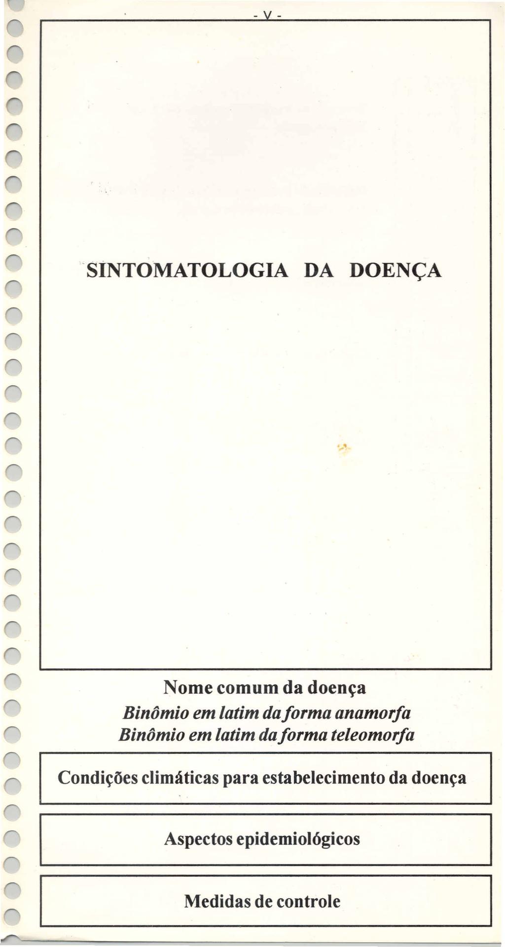 Nome comum da doença Binômio em latim