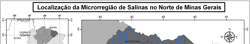Geomorfologicamente, a microrregião de Salinas pertence às Bacias hidrográficas do Rio Pardo e Jequitinhonha, ou seja, Bacias do Atlântico Leste.