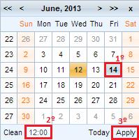 observe o exemplo abaixo: Basta selecionar o dia, adicionar o horário e clicar em Apply,