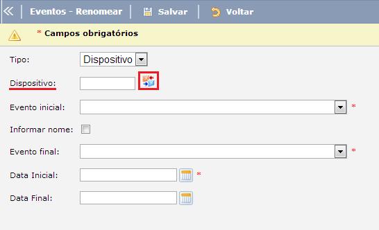 Dispositivo: Este campo é destinado para inserir a numeração do dispositivo.