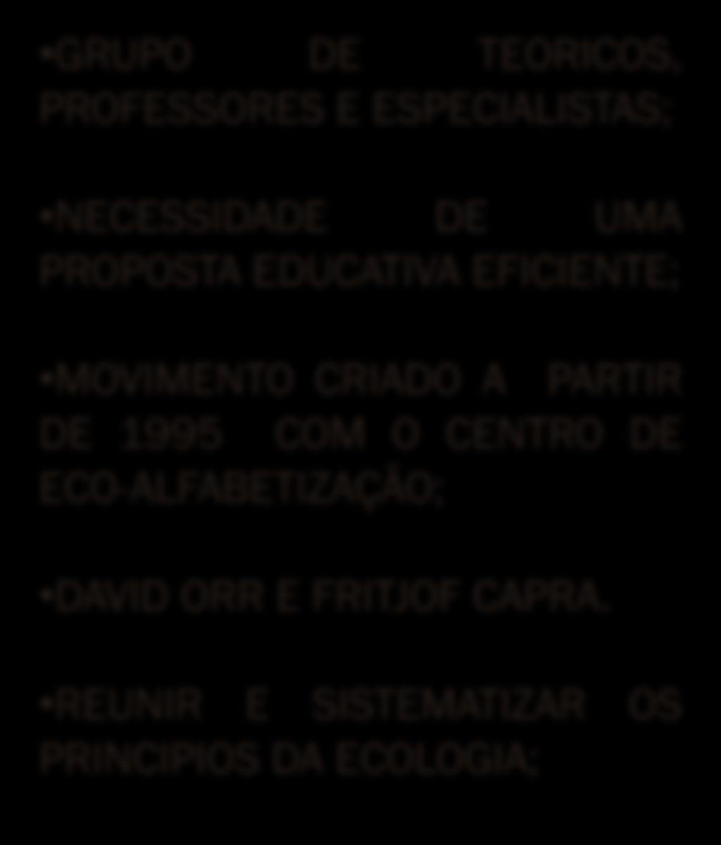 ALFABETIZAÇÃO ECOLÓGICA GRUPO DE TEORICOS, PROFESSORES E