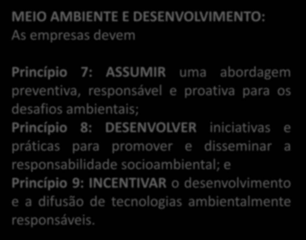 disseminar a responsabilidade socioambiental; e Princípio