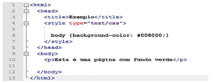 regras CSS declaradas dentro da