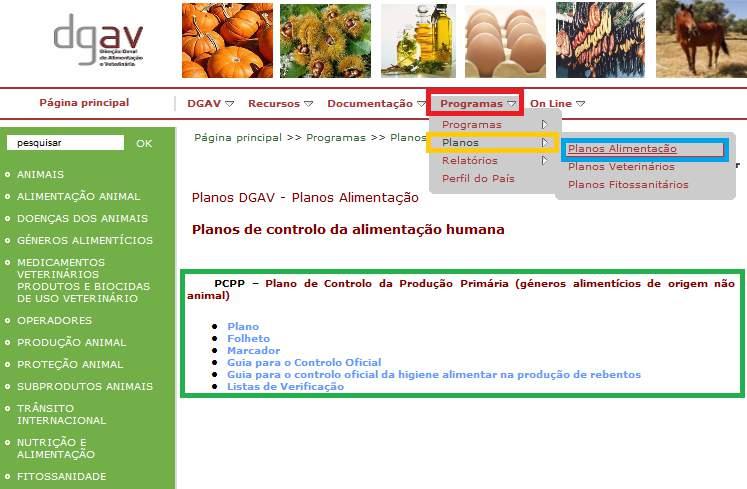 Portal da DGAV: Informação disponível http://www.dgv.