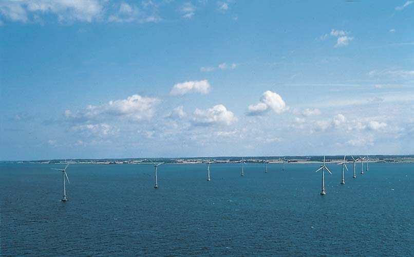 Vista de uma Usina Eólica offshore na Dinamarca