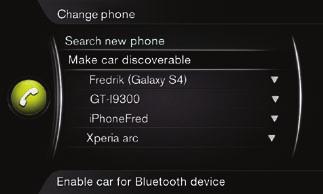 Como conecto um telefone Bluetooth *? Na vista normal da fonte telefone pressione OK/ MENU. Seleccione Tornar o carro detectável e confirme com OK/MENU. Active o Bluetooth no telemóvel.