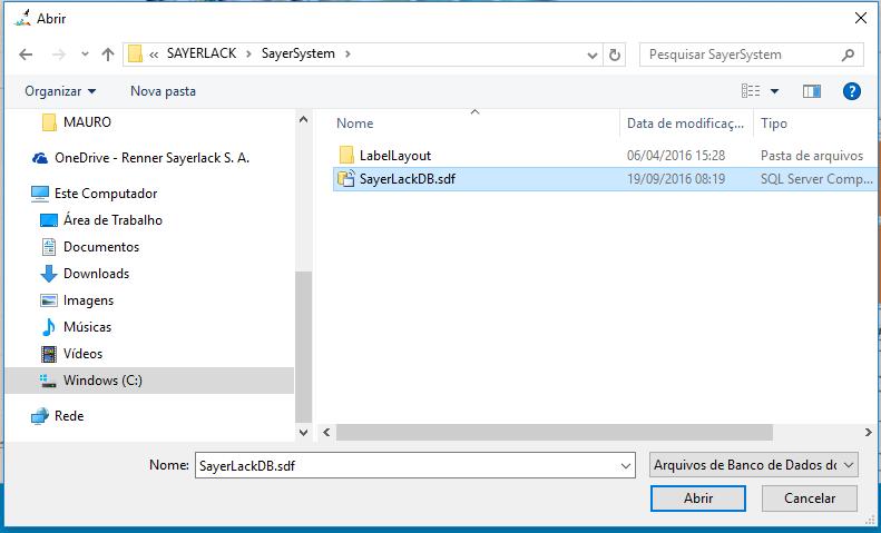 (x86)\sayerlack\sayersystem\sayerlackdb.sdf E a cada 15 dias é atualizado o SayerSystem Automaticamente será atualizado o SayerDispenser também.