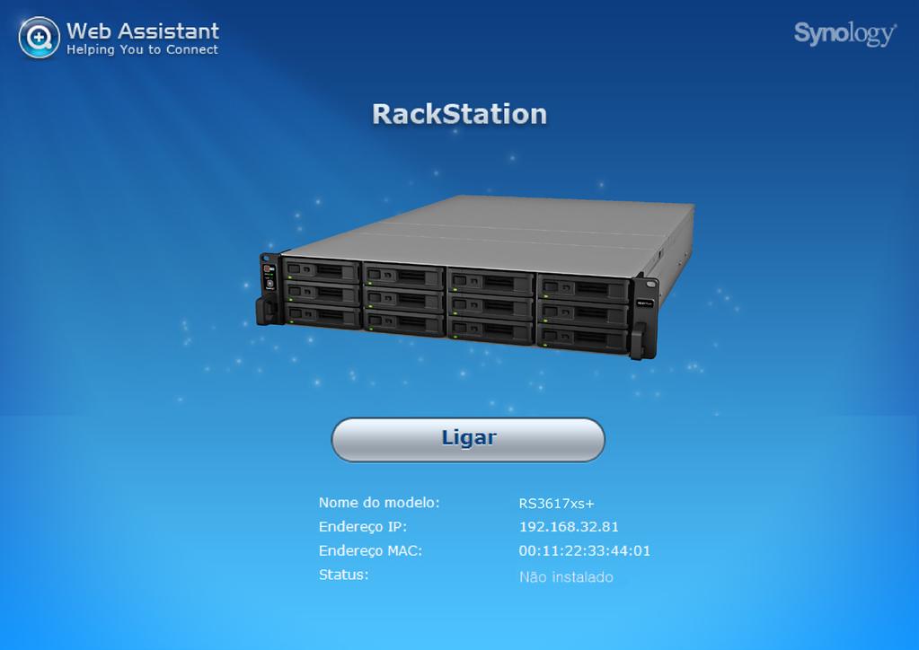 Capítulo Instalar DSM na RackStation 3 Após a conclusão da configuração de hardware, instale o DiskStation Manager (DSM) (sistema operativo da Synology baseado num navegador) na sua RackStation.