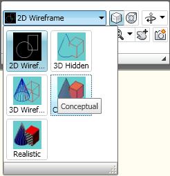 Nessa mesma Ribbon, mude o Visual Style para Conceptual: Nesse estilo de visualização você verá um novo elemento em sua