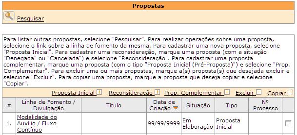 : ao clicar neste link, você irá visualizar uma versão da proposta apropriada para a impressão. Dessa forma, você pode ter uma visão geral de como está o preenchimento das abas e seus campos.