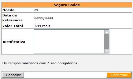 No link Seguro-Saúde pode-se consultar o valor do seguro-saúde calculado automaticamente pelo sistema.